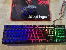 3 in 1 Wired Gaming Keyboard and Mouse Set,Rainbow LED Backlit,Mouse Pad,12K DPI