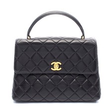 Chanel Lambskin Matelasse Top Handle Bag Women Black One Size