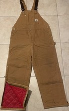 Vtg Carhartt Faded Quilted Overalls 40 USA Grunge Trucker Biker Work 80s 90s WIP