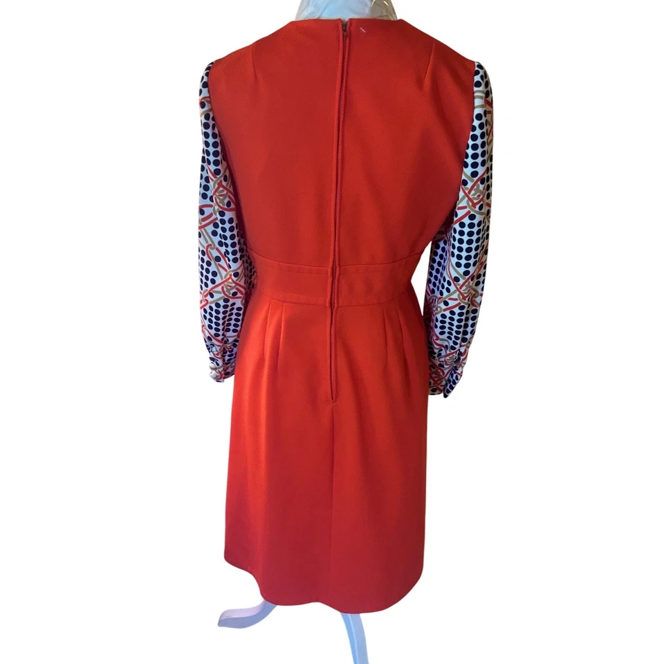 Vestido de fiesta vintage años 60 Leslie Fay tejido naranja mod geométrico talla M Gogo Foto 4 de 4