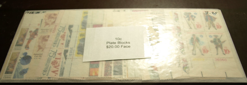 10 CENT PLATE BLOCKS WITH FACE VALUE OF $20.00 MINT NEVER HINGED
