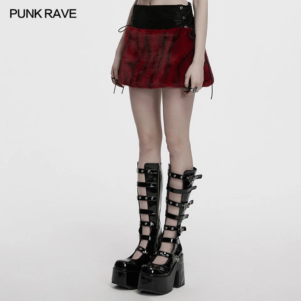 Dark In Love Mujeres Gótico Punk Llama Teñida con Corbata Falda Cintura Ajustable Falda Foto 2 de 4