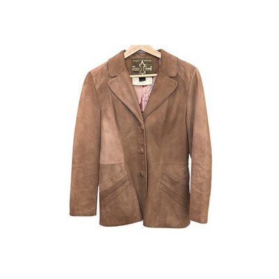 Vintage English Suede Leather Blazer Coat Tailored Brown Jacket Strong & Fisher