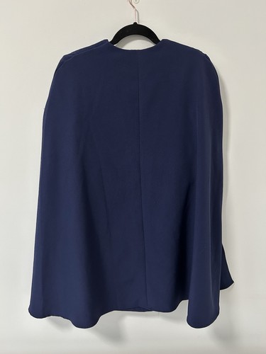 Old Money Cape Suite Dress Rare London Size 8 Navy Blue Women's Mini Gold Button - Picture 4 of 8
