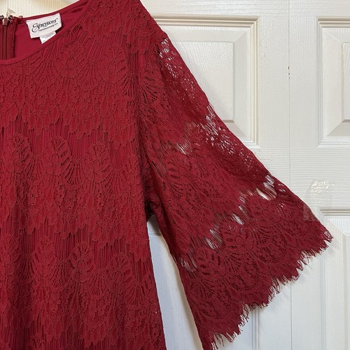 Expressions Katalog rotes Spitzenkleid Größe 1X V-Ausschnitt 104 $ - Bild 3 von 11