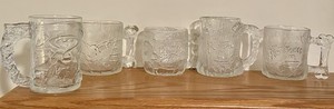 McDonald’s Flintstones Glass Mugs Cups Set Of 4 Bonus Batman Mug Free Ship