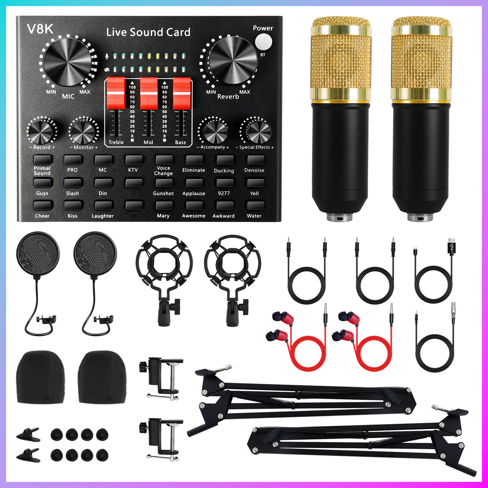 Podcast Equipment Bundle For 2 With Studio Recording Kit Mixer Headphones