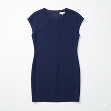 OVI Navy Blue Cap Sleeve Shift Dress S Corporate Chic Office Siren Minimalist