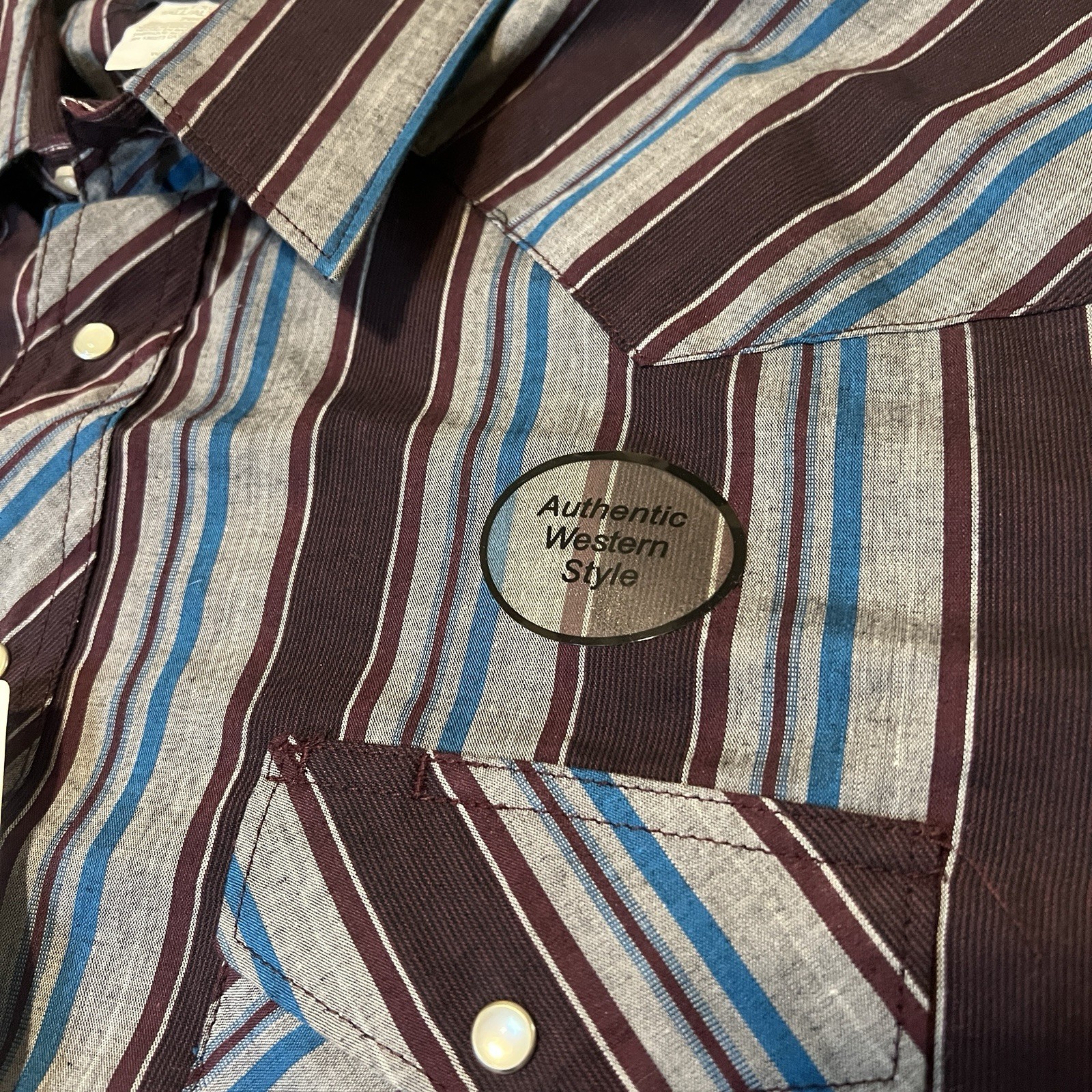 Wrangler Western Pearl Snap Shirt Men's XL TALL Red-Grey-Blue Plaid Shirt NWT thumbnail 3