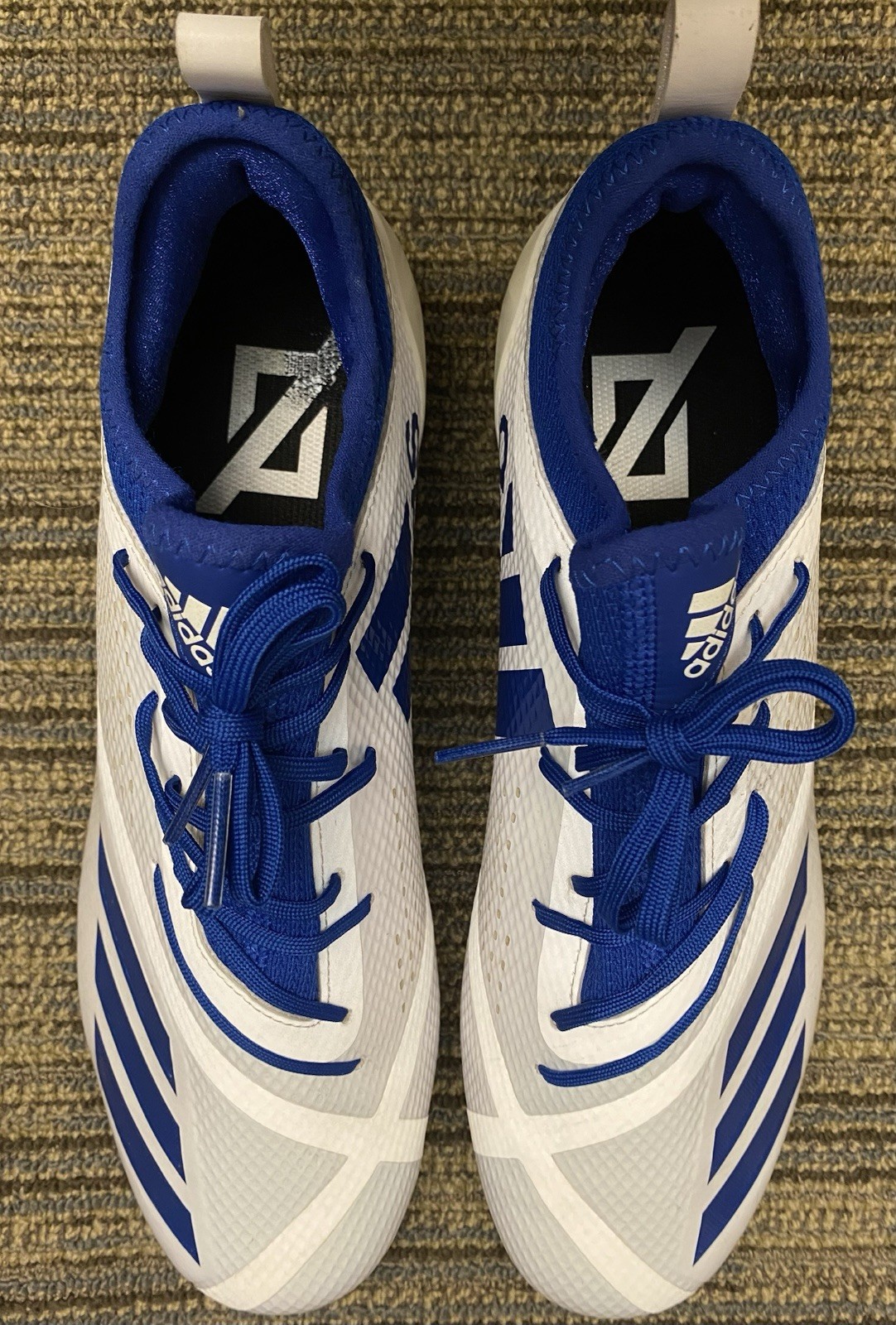 Adidas Adizero Size 14 Men Football Cleat  White & Blue (DA9548 ) Near Mint Cond