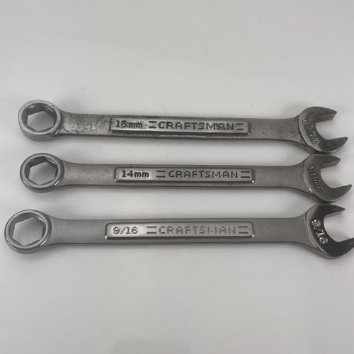 USA Craftsman 3 pc SAE and Metric 6 pt Combination Wrenches 9/16",14mm, & 15mm - Picture 1 of 12
