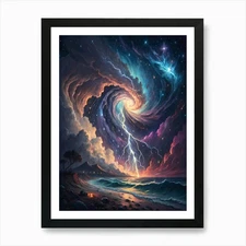 A Cosmic Storm with Swirling Energy Framed Wall Art Poster Canvas Print Picture