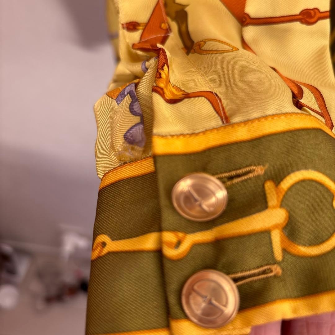 Gucci Silk Shirt Blouse Size 46 Yellow Khaki Vintage Authentic Used Long Sleeve image 3