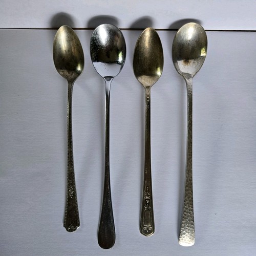 Vintage Long Iced Tea Spoons Various Styles 4 Spoons Silverplated Flatware 
