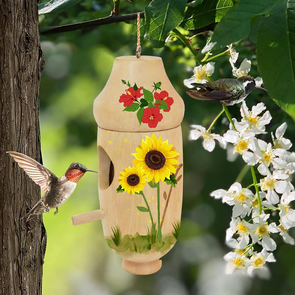 Hummingbird House, for outside for Nesting,Wood Crafts Bird House Kits