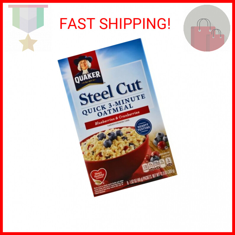 Quaker, Instant Steel Cut Oatmeal, Cranberries And Blueberries, 8 Ct