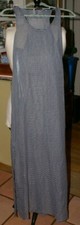 LADIES MED. STRIPED SHEER Boho Maxi Sundress Sleeveless Long BELTED SLIT SIDE