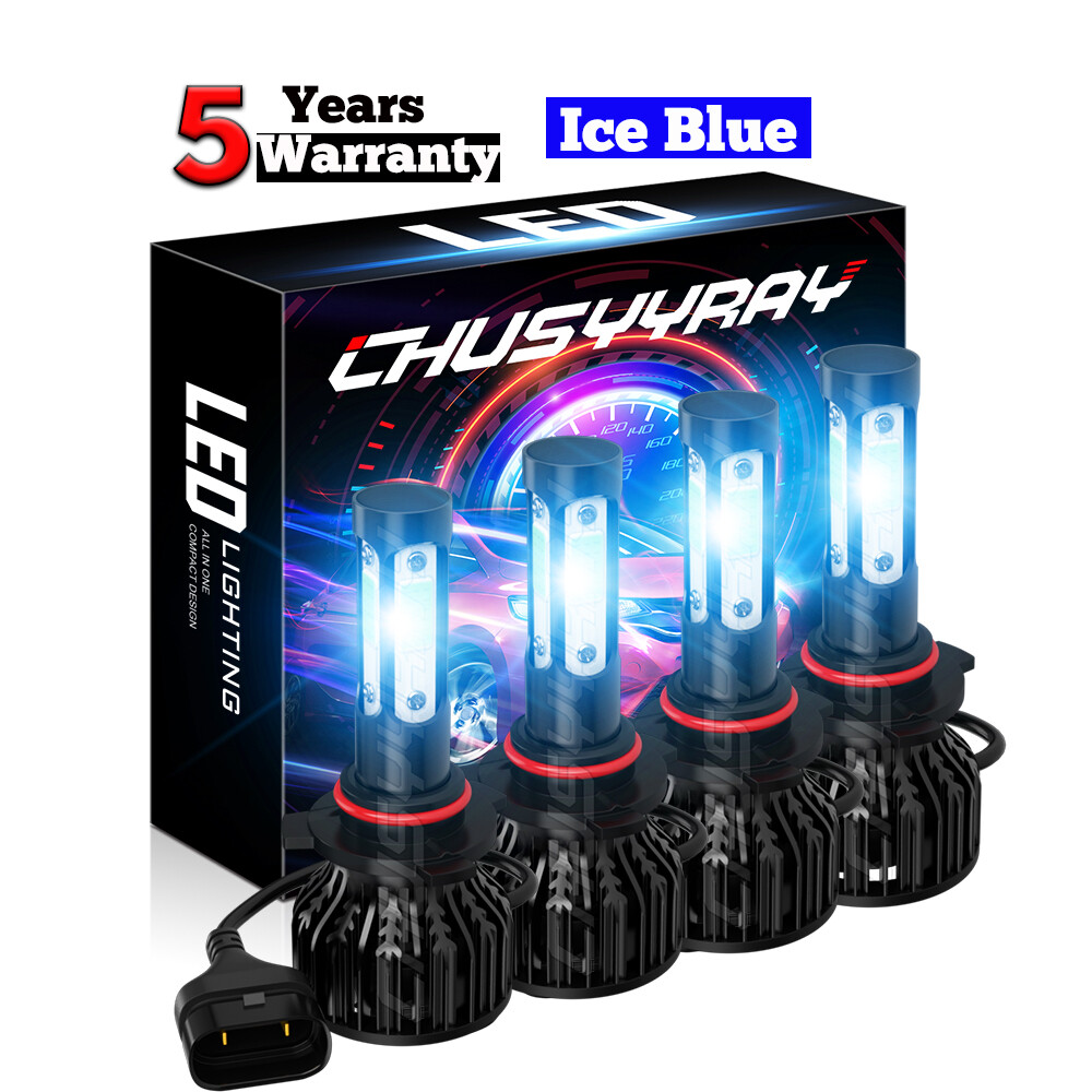 4x Fits Honda Civic 2006-2011 LED Headlight High Low Beam Bulbs Combo Kit Blue