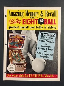 Eight Ball Pinball Machine Flyer Brochure 1970's