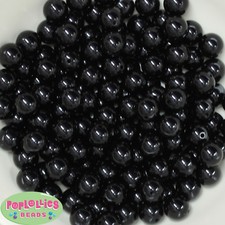 12mm Black Acrylic Solid Bubblegum Beads Lot 40 pc. chunky gumball
