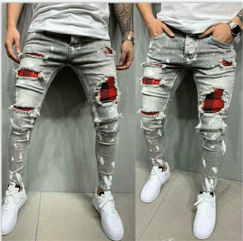 Pantalones Para Hombres De Vestir Elegante Moda Pantalón Vaquero Jeans  Elástico | eBay
