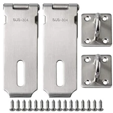Door Locks Hasp Latch, 5 Inch Stainless Steel Safety Packlock Clasp Hasp Lock...