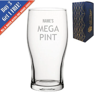 CNC GROUP Personalised Engraved Mega Pint Glass, Novelty Tulip, Modern Design