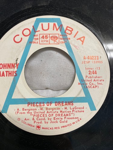 Vintage 7” vinyl record Johnny Mathis pieces of dreams Darling Lili - Picture 2 of 5