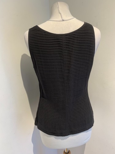 Emporio Armani cami vest top 42 UK 12 14 VGC black silk layered blouse fitted - Picture 6 of 10