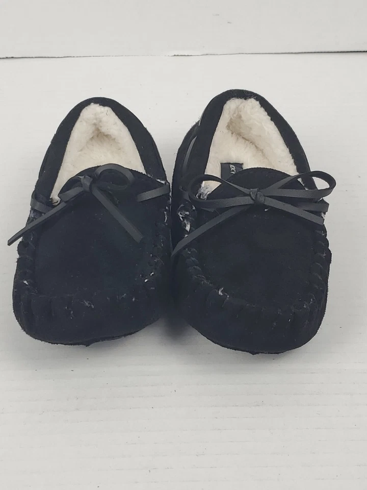 Lucky Brand Toddlers Plush Faux Fur Lined Moccasins Slipper Shoes Size 9/10 Blk - Image 4 of 4