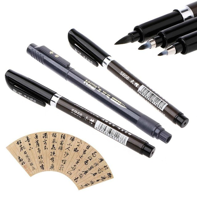 3PCS Chinese Japanese Calligraphy Shodo Brush Ink Pen Writing Painting