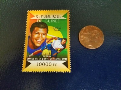 Jo-Wilfried Tsonga USA USTA Tennis 2015 Republique De Guinee Perforated Stamp