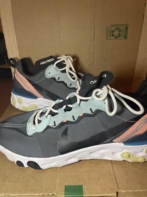 Nike Mens React Element 55 Running Shoes Gray White BQ6166-300 Low Top 10.5M