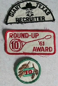 RARE 3 Boy Scout patches BSA Circle 10 Acorn Council Texas Recruiter Award c1960