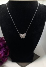 Women's or Girls 925 Sterling Silver Butterfly Necklace 18"