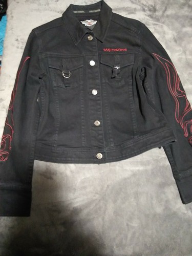 Black Denim Jacket red embroidered 