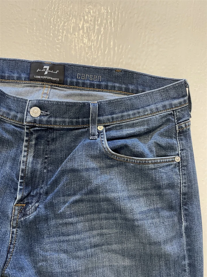 7 for all Mankind 40 x 35 USA MADE Carsen Relaxed Luxe Performance Dark Jeans - Image 3 of 4