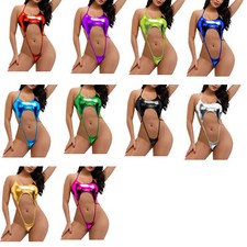Women's Halter Lingerie Babydoll Mini Teddy Bodysuit One Piece Bikini Swimsuits