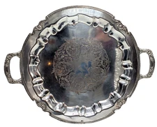 Vintage Silver Plated Serving Tray Sheets Rockford Silver Co 1875 2 Handles 365