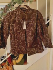 REDUCED Chico's Women's Brown/ Gold Jacket Size 1 M 8-10 