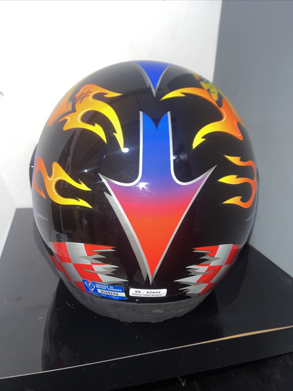 Retro Honda Rheos HRX Full Face helmet (Size XS) (Black Blue Orange) image 4