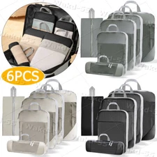 6pcs Compression Packing Cubes Lightweight Luggage Travel Organizers Storage Bag