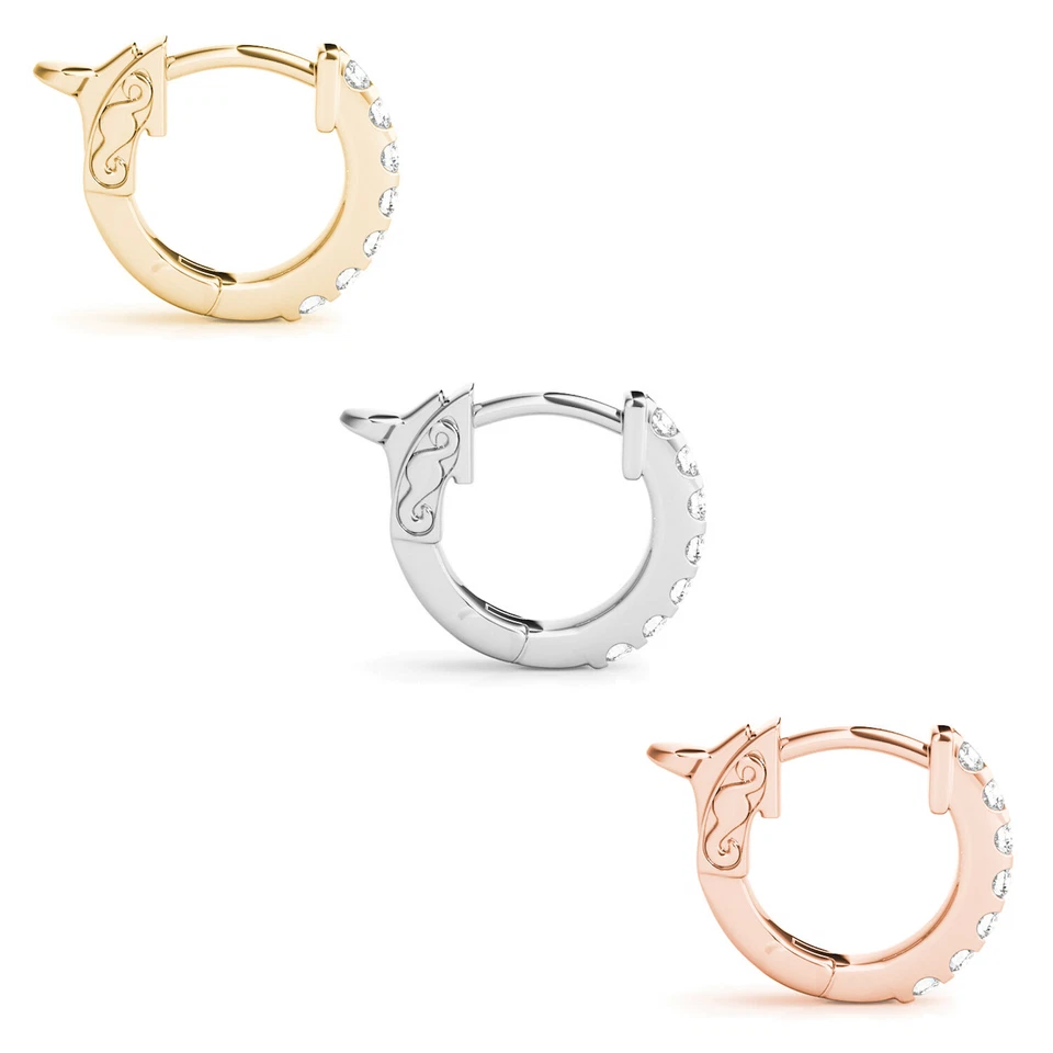 0.15CTW Natural Diamond 14K Gold Huggie Hoop Single Earring 14mm (Half a Pair) - Image 2 of 4