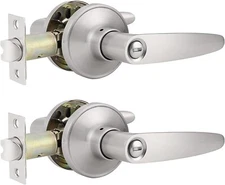 2PK Probrico Privacy Satin Nickel Door Lock Lever Handle For Bed/Bath
