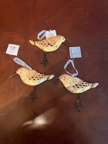 Gallery II Sandpiper Bird Christmas Ornaments With Ribbon Hanger Set Of 3 metal - Picture 6 of 6