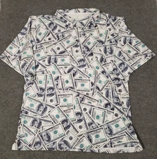 obnoxious golf golf polo shirt men's 5XL money AOP poly spandex