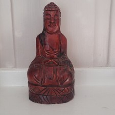 Vintage Hand Carved Solid Wood Seated Meditating Buddha 8  