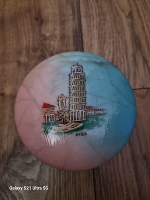 Vintage blau Alabaster aufklappbar Waschtisch Schmuckschatulle Italien Pisa Display