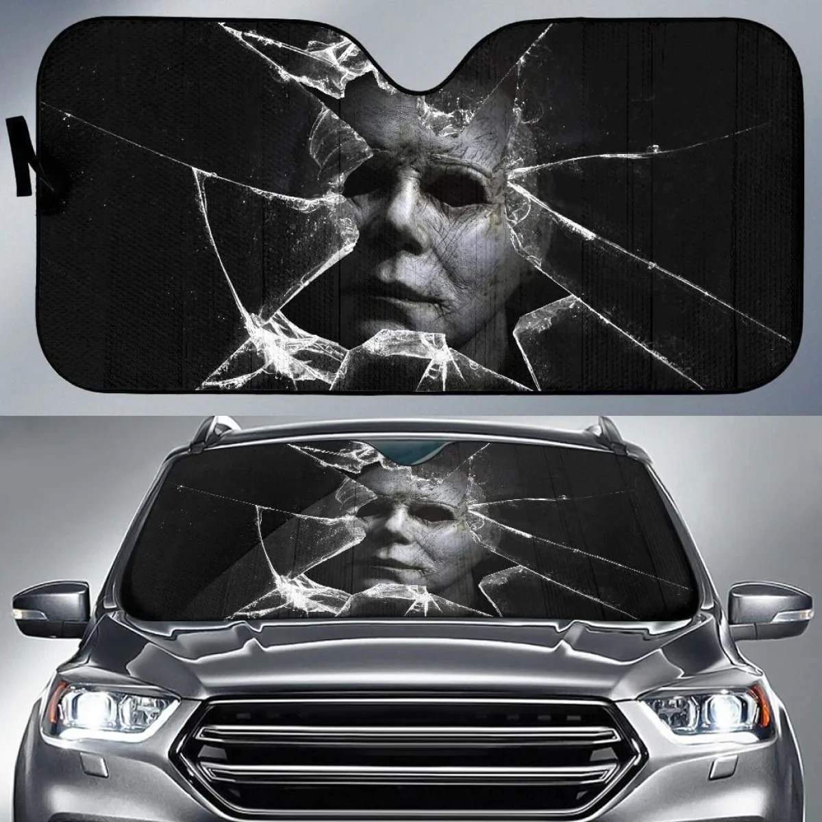 Michael Myers Car Auto Sun Shade Horror Windshield Broken eBay