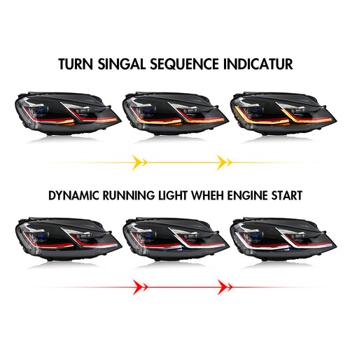 For 2013-2018 VW Golf 7 MK7 LED Headlights W/Dynamic Indicator ,Full LED Lamps - Picture 4 of 18